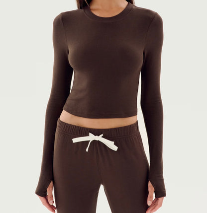 SPLITS59 Louise Rib Long Sleeve Crop