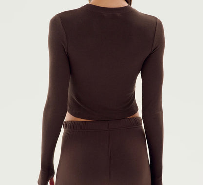 SPLITS59 Louise Rib Long Sleeve Crop
